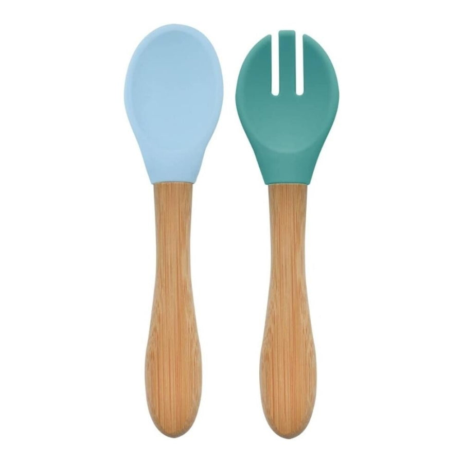 OiOi Mama Spoon and Fork Set Mineral Blue 2-Piece
