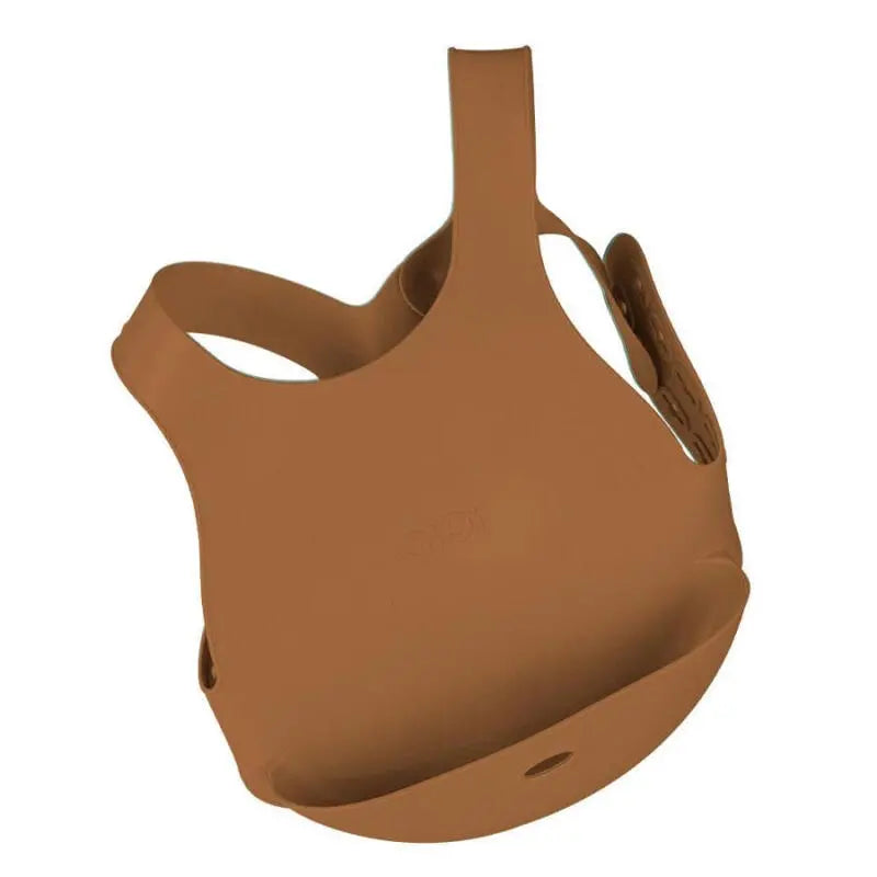 OiOi Silicone Baby Bib with Back Straps Woody Brown 1 Count
