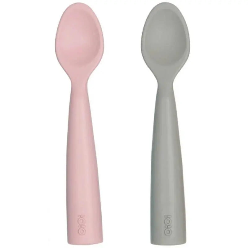 OiOi Nam Nam Silicone Baby Spoons Pink & Grey 2-Pack
