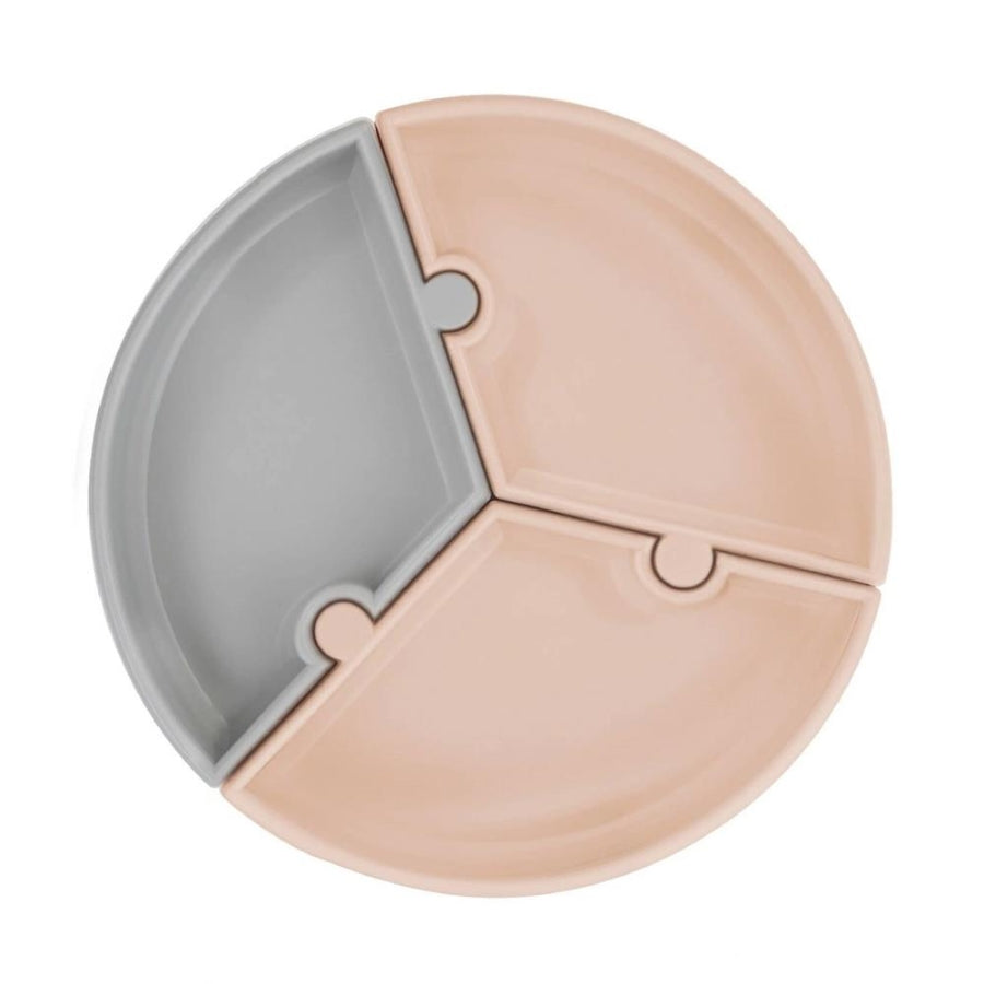 Oioi Silicone Puzzle Plate Bubble Beige & Powder Grey 2-Piece Set