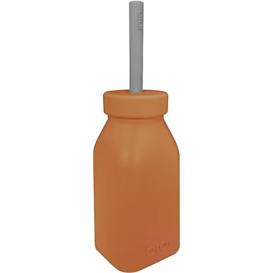 Oioi Silicone Bottle and Straw Set Woody Brown & Powder Grey 2pk