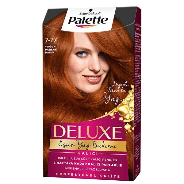 Palette Deluxe Intense Copper Hair Dye 7-77: Permanent Color, Marula Oil Shine & Grey Coverage for Long-Lasting Radiant Copper Hair Palette Deluxe Copper Hair Dye: Long-Lasting Color & Shine hair dye, permanent hair color, copper hair dye, shiny hair dye, grey coverage hair dye, long lasting hair color, Palette Deluxe hair dye, marula oil hair dye, 7-77 hair color, intense copper hair color, hair color, hair coloring, copper hair, shiny hair, grey coverage, long lasting color, Palette, Deluxe, marula oil, 7