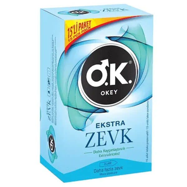 Okey Ask Extra Lubricated Condoms for Comfort 15-Pack