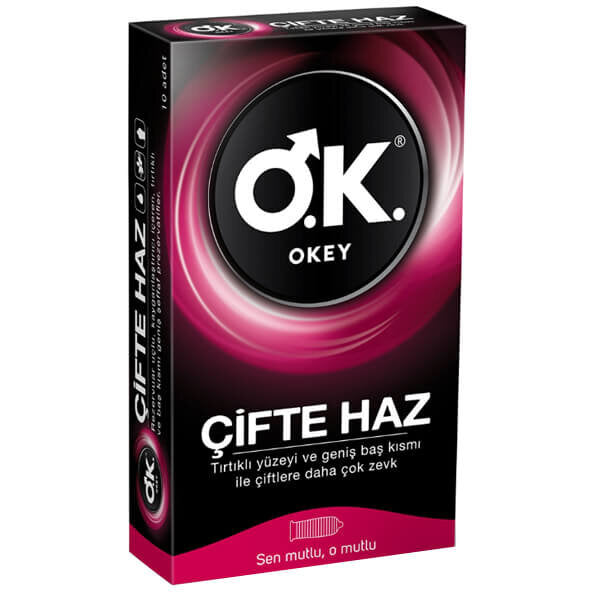 Okey Double Pleasure Ribbed &amp; Dotted Condoms 10-Pack