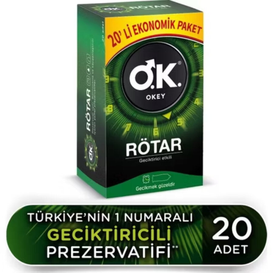 Okey Rotar Max Condoms for Long Lasting Performance 20 Count