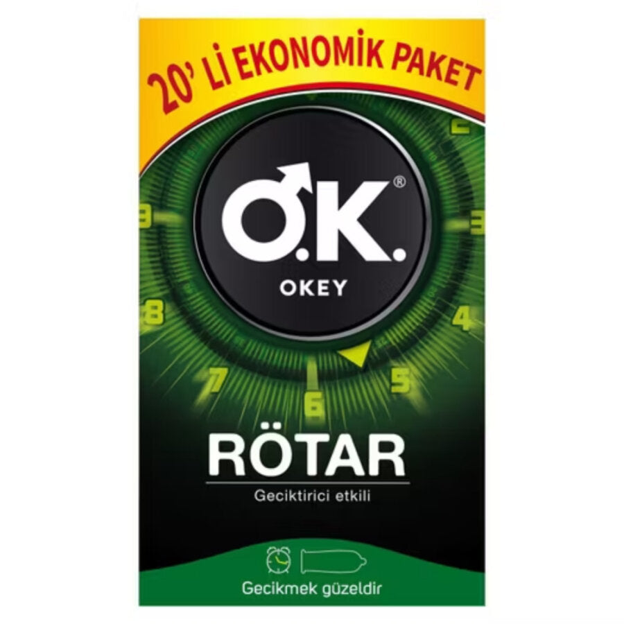 Okey Rotar Max Condoms for Long Lasting Performance 20 Count