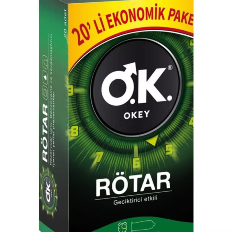 Okey Rotar Max Condoms for Long Lasting Performance 20 Count