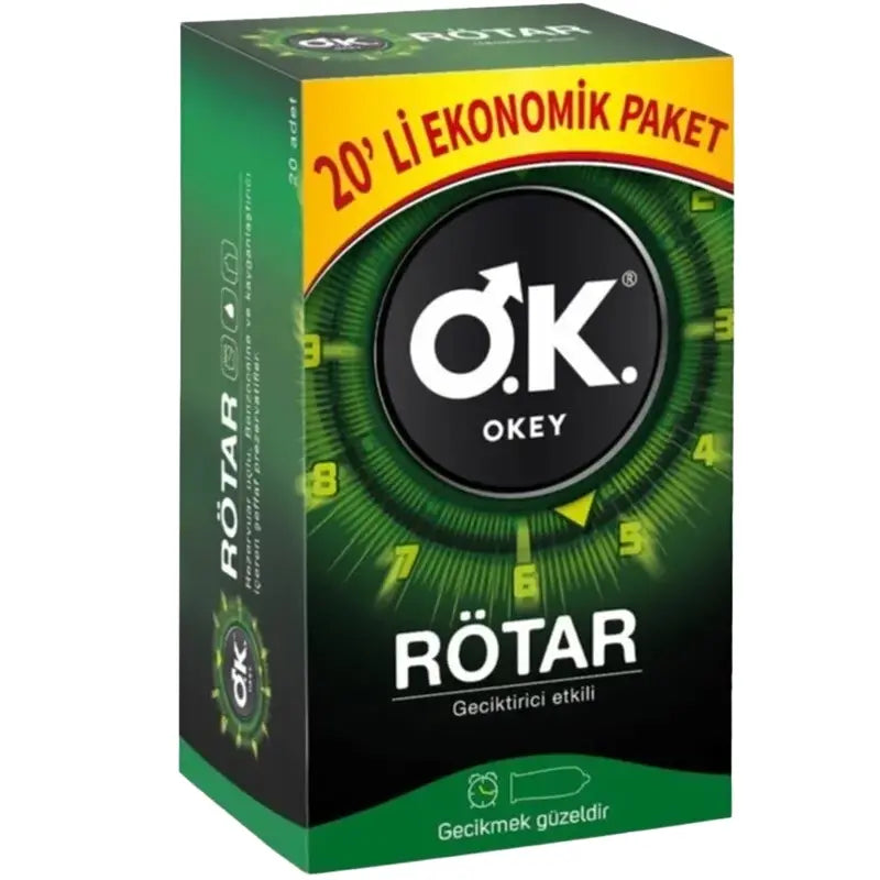 Okey Rotar Max Condoms for Long Lasting Performance 20 Count