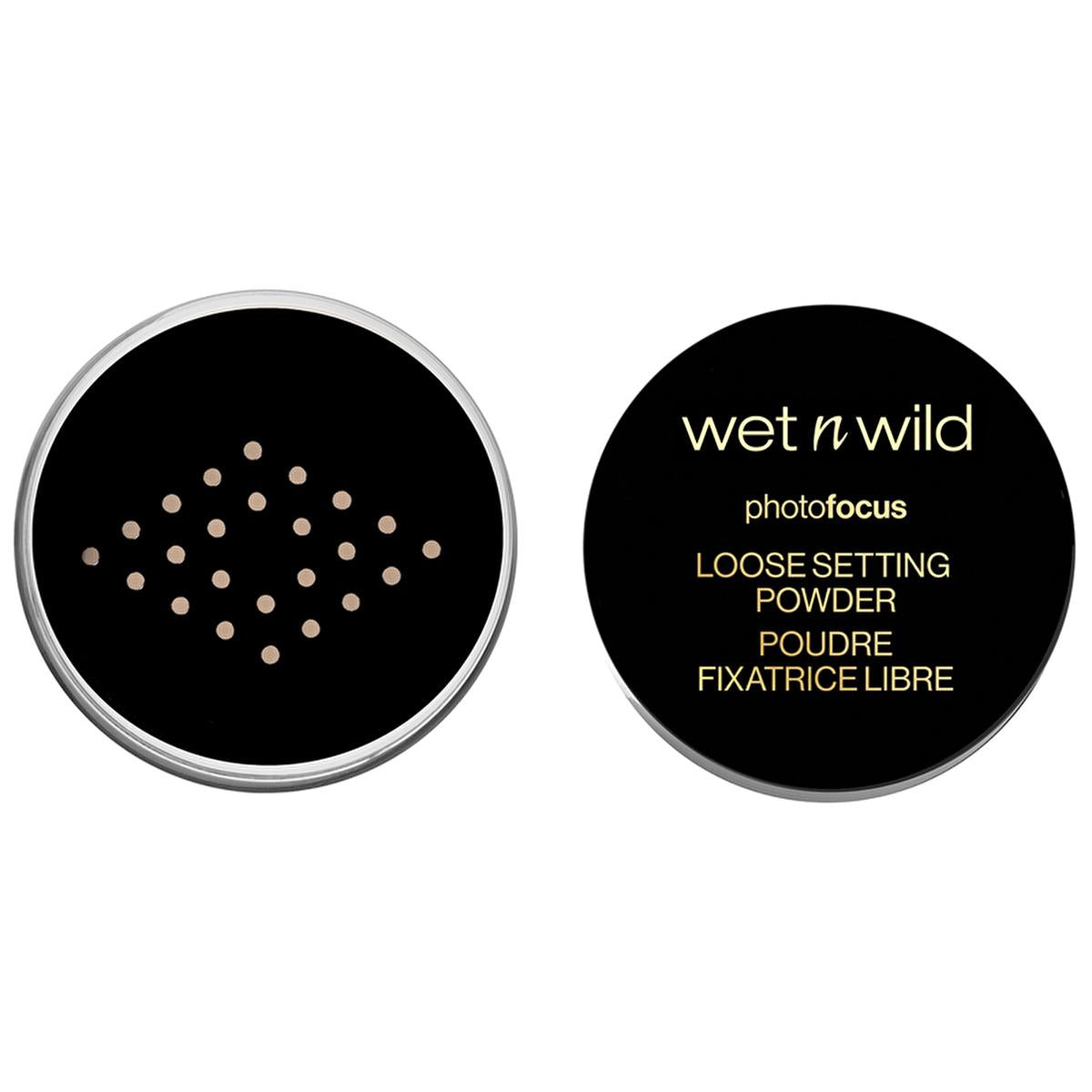 wet n wild photo focus loose setting powder banana 0.70 oz, close-up of wet n wild banana loose powder packaging Wet n Wild Photo Focus Loose Setting Powder - Banana for All Skin Tones | 0.70 oz Wet n Wild Photo Focus Loose Setting Powder Banana wet-n-wild, loose-powder, setting-powder, banana, beauty, makeup, translucent, flawless-finish, ai-generated, cosmetic