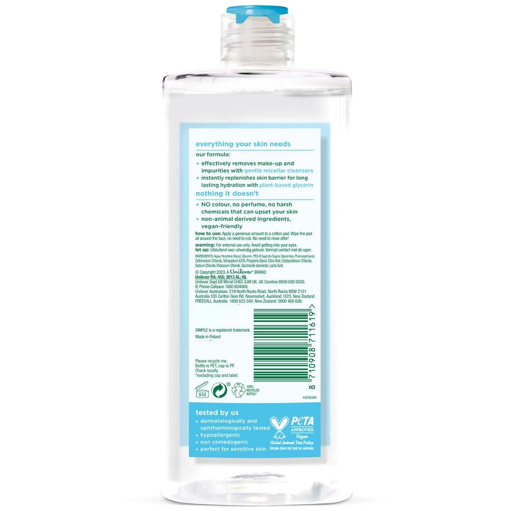 Simple Water Boost Micellar Cleansing Water 400 ml
