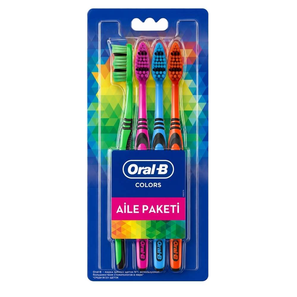 Oral-B Colors Premium Toothbrush Set for Clean Teeth 4-Pack
