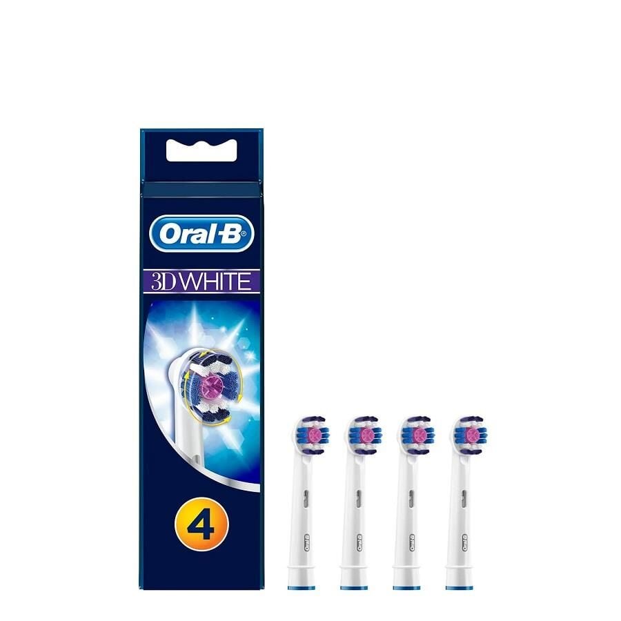 Oral-B 3D White Replacement Brush Heads for Polished Teeth 4 Count