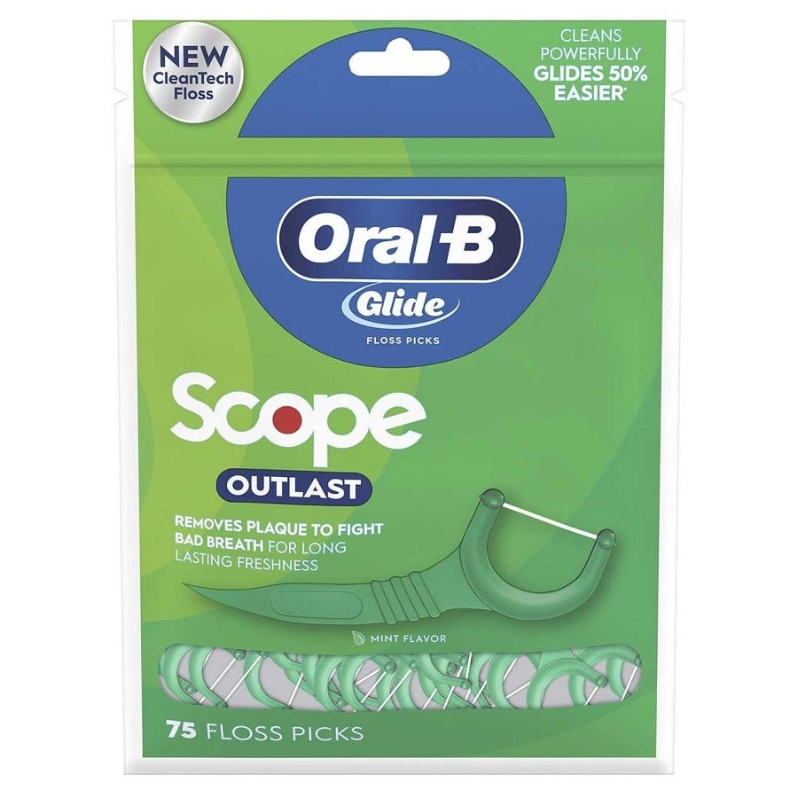 Oral-B Glide Scope Outlast Mint Floss Picks, 75 Count