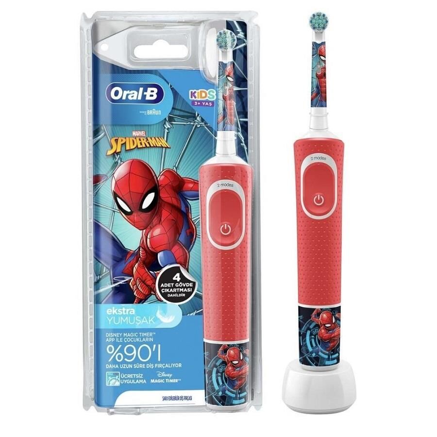 Oral-B Kids D100 Rechargeable Electric Toothbrush Spiderman 1 Count