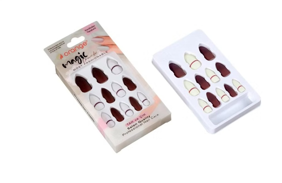 Orange Press-On Nails Easy Application Code 030
