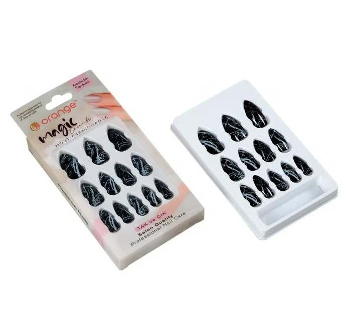 Orange Press-On Nails Code 031 for Easy Wear &amp; Go