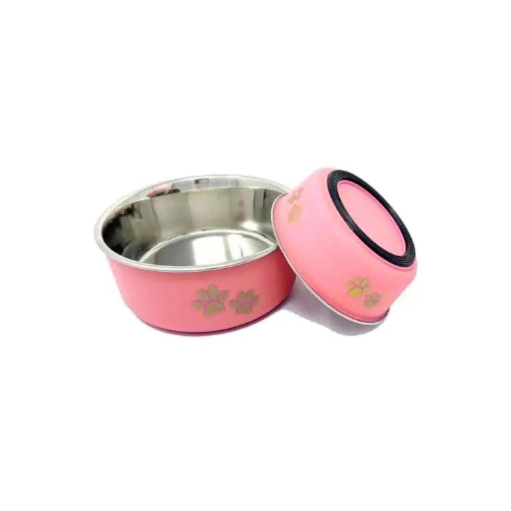 Oripet Paw Patterned Salmon Pet Bowl for Food and Water 17 cm