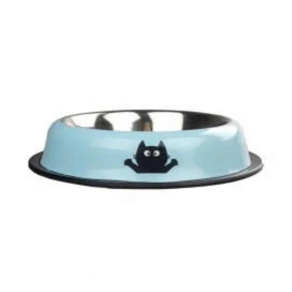 Oripet Cat Print Blue Stainless Steel Cat Bowl 16 oz 15.5 cm