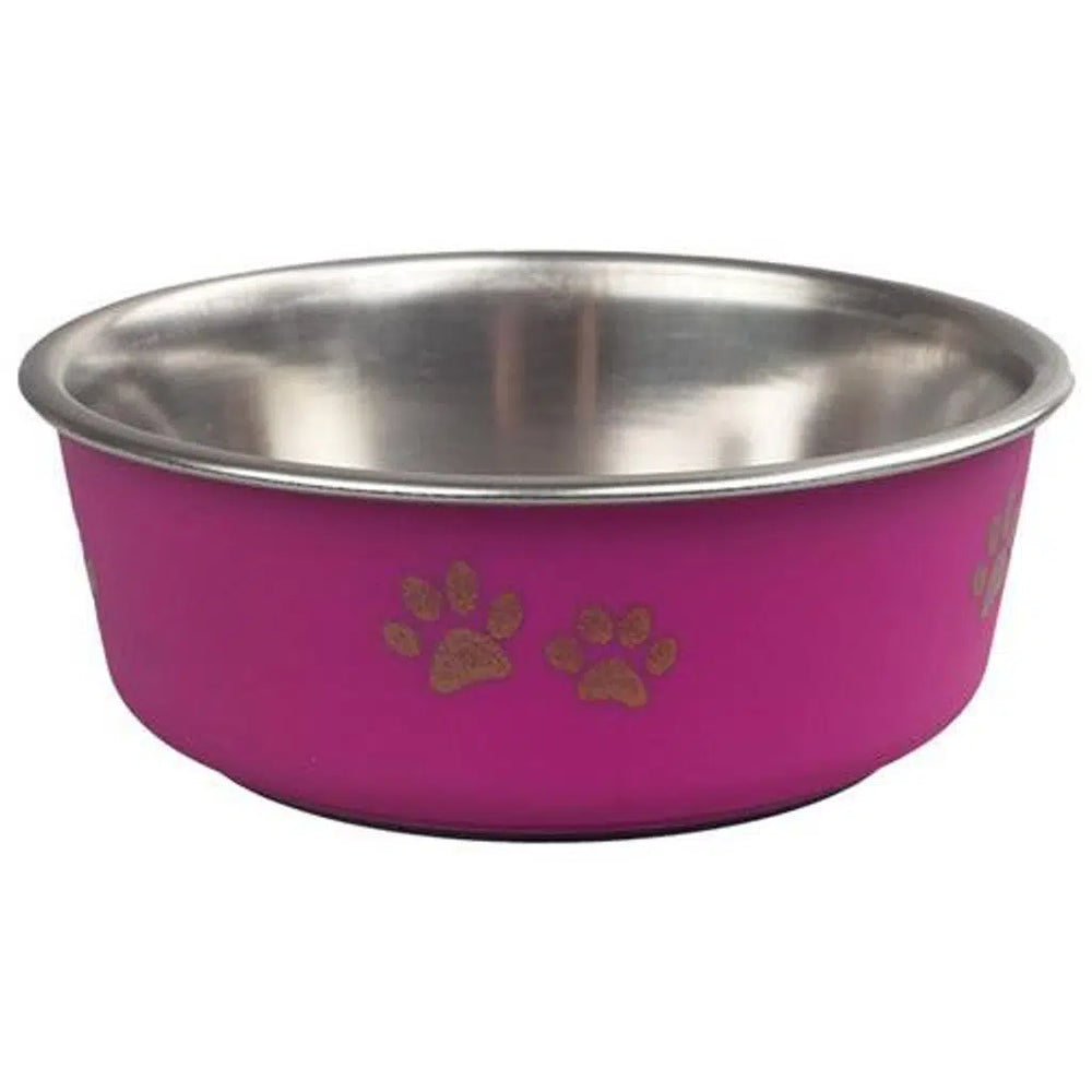 Oripet Paw Print Fuchsia Pet Food and Water Bowl 17cm