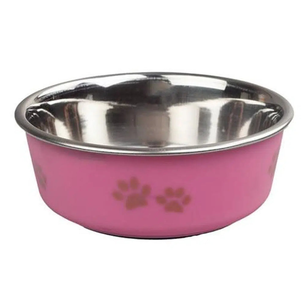 Oripet Paw Print Pink Pet Food and Water Bowl 17cm