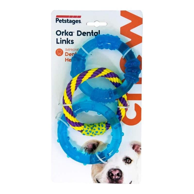 Petstages ORKA Dental Links Rubber and Rope Dog Toy