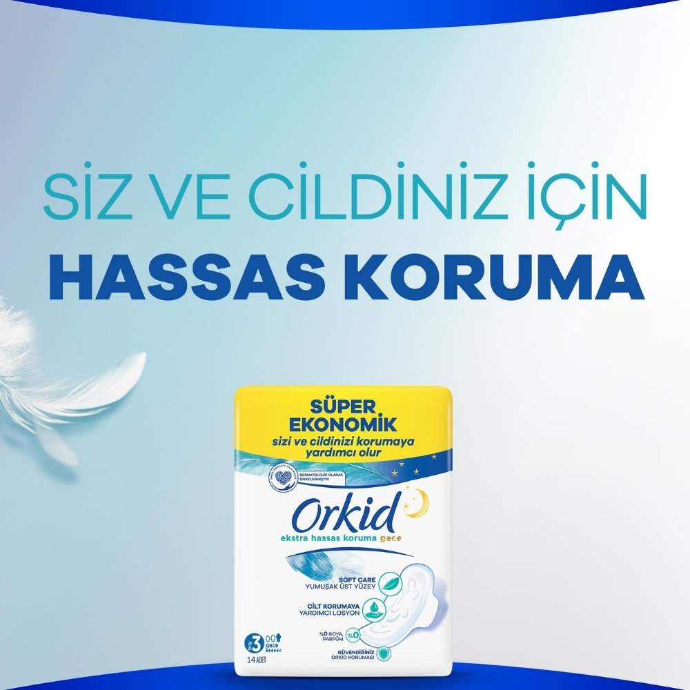 Orkid Extra Sensitive Protection Night Sanitary Pads 14 Count