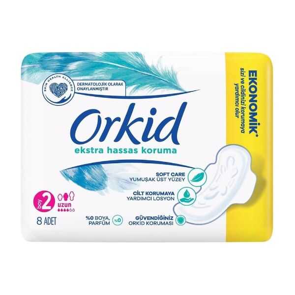 Orkid Extra Sensitive Protection Long Sanitary Pads 8 Count
