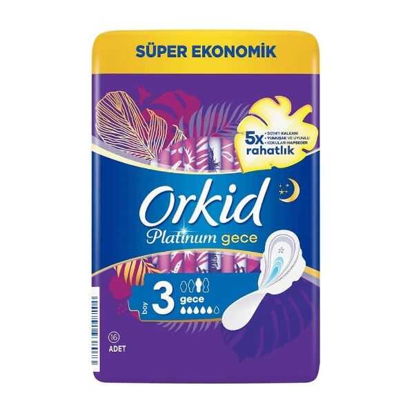 Orkid Platinum Night Sanitary Pads for Secure Sleep 16-Pack