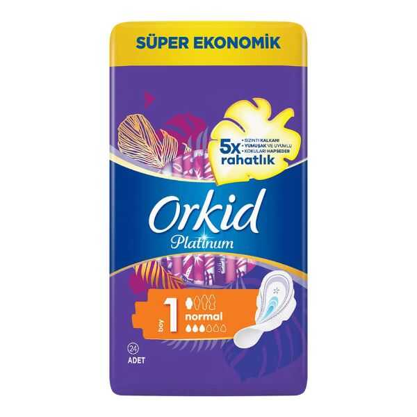 Orkid Platinum Normal Sanitary Pads for Comfort 24 Count