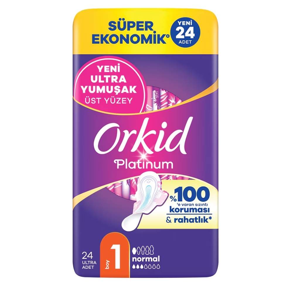 Orkid Platinum Normal Sanitary Pads for Comfort 24 Count