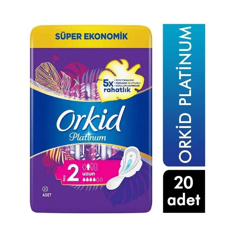 Orkid Platinum Long Sanitary Pads for Soft Protection 20-Pack