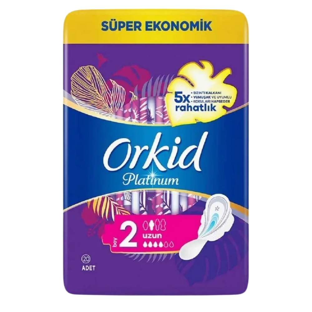 Orkid Platinum Long Sanitary Pads for Soft Protection 20-Pack