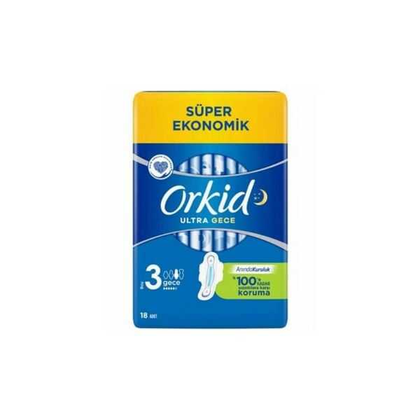 Orkid Ultra Extra Night Sanitary Pads for Secure Sleep 18 Count