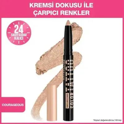 Maybelline New York Color Tattoo Eye Shadow Stick - Courageous: Long-Lasting, Smudge-Proof Cream Eyeshadow for Effortless Application & Intense Color Maybelline Eye Shadow Stick: Long-Lasting, Smudge-Proof Color eye shadow stick, cream eye shadow, long lasting eye shadow, waterproof eye shadow, smudge proof eye shadow, Maybelline Color Tattoo, eyeshadow for easy application, pigmented eye shadow, easy to blend eyeshadow, long wear cream eyeshadow, eyeshadow stick, cream eyeshadow, long lasting eyeshadow, wa