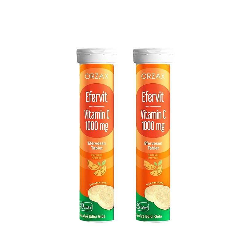 Orzax Efervit Vitamin C 1000 mg Effervescent Tablets 2-Pack