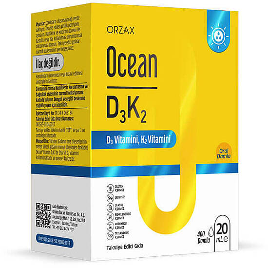 Orzax Ocean D3K2 Drops for Bone, 20 ml