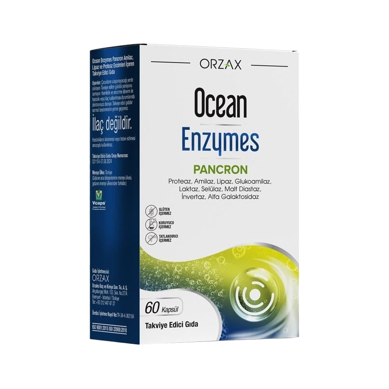 Orzax Ocean Enzymes Pancron Digestive Support 60 Capsules