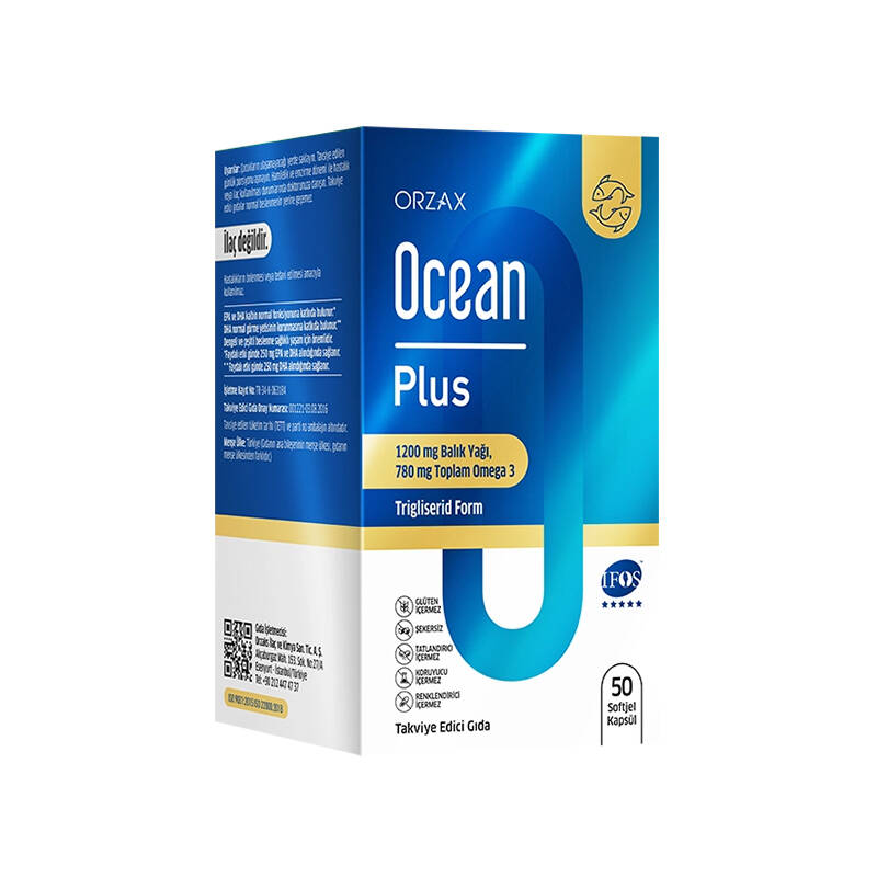 Orzax Ocean Plus 1200 mg Omega 3 Fish Oil 50 Capsules