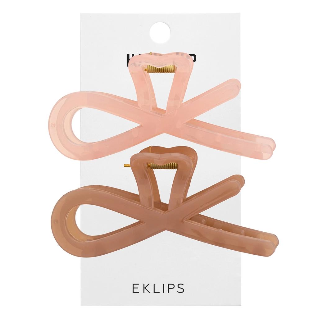 Eklips Frosted Figure Hair Clips Pink &amp; Brown 2-Pack