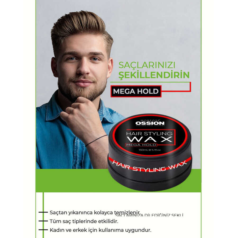 Ossion Premium Barber Wax Mega Hold High Shine 150ml