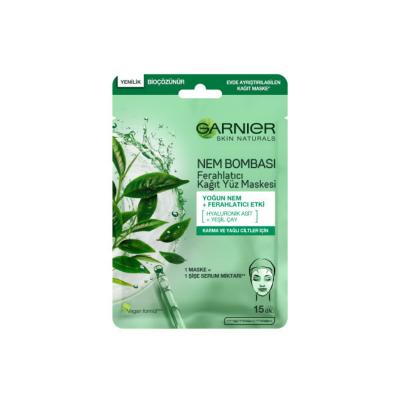 Garnier Hydrating Face Mask with Hyaluronic Acid & Green Tea - Refreshing Sheet Mask for Combination & Oily Skin - view 2