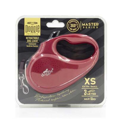 Doggie Master XSmall Retractable Dog Leash 3m Red 12kg Capacity