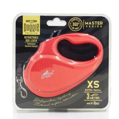 Doggie Master XSmall Retractable Dog Leash 3m Red 12kg Capacity