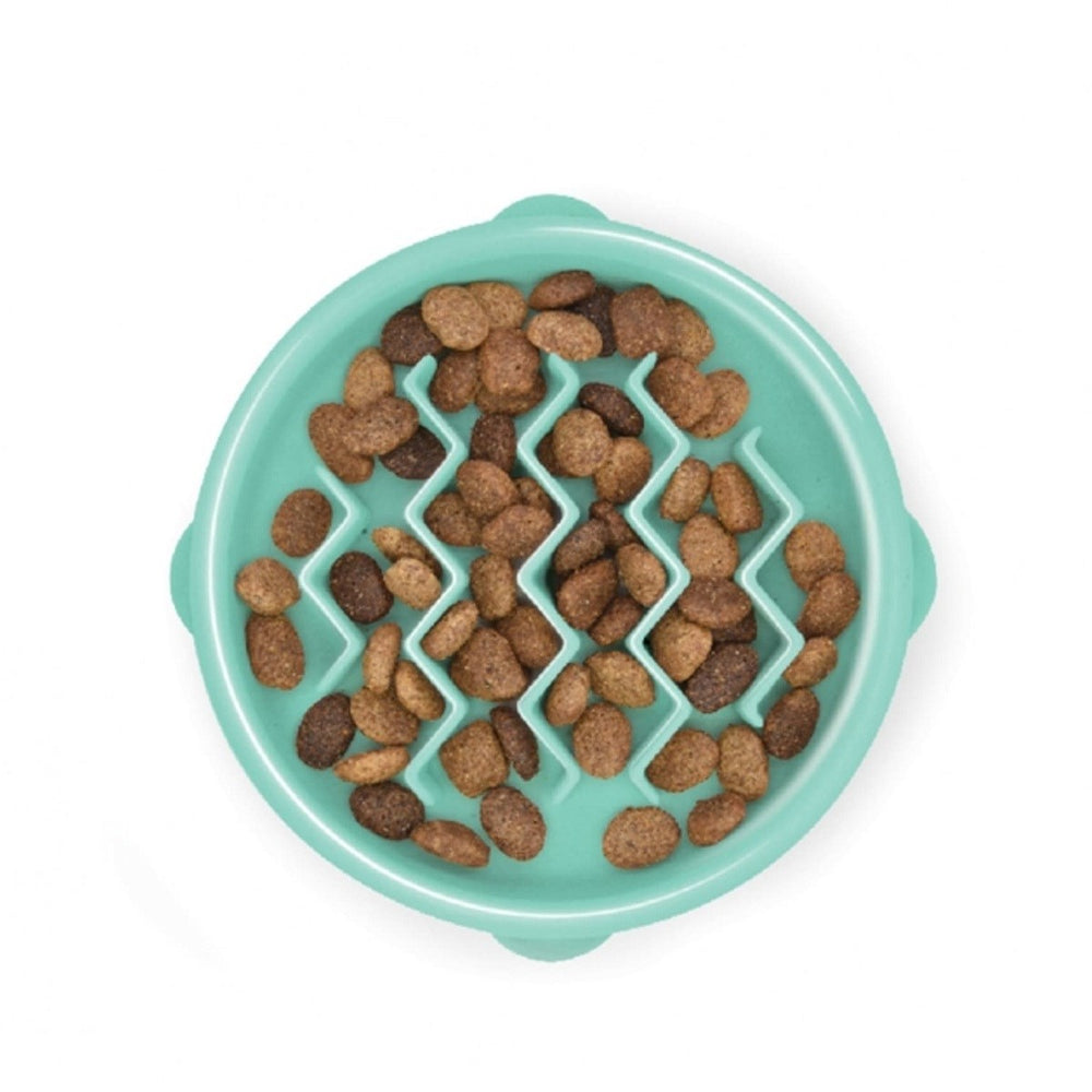 Outward Hound Fun Feeder Wave Slow Feeder Dog Bowl Green Small