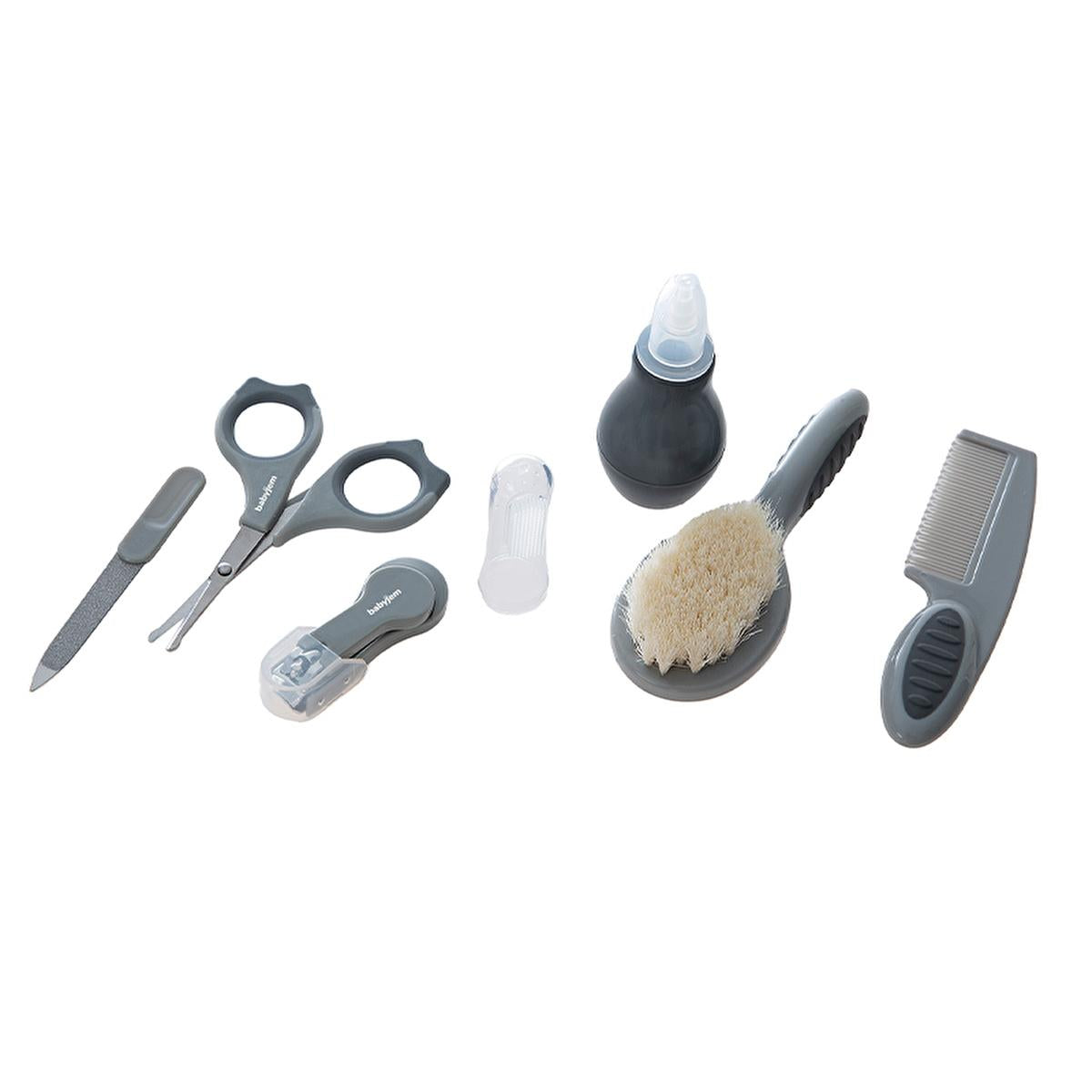 Babyjem 9-Piece Baby Care Set - Newborn Essentials & Grooming Tools for Hygiene & Safety Babyjem 9-Piece Baby Care Set - Newborn Essentials baby care set, newborn essentials, baby grooming tools, baby hygiene products, 9-piece baby care kit, baby nail clippers, digital thermometer, nose aspirator, baby comb, nail file, finger toothbrush, natural bristle brush, storage bag, baby safety, baby health monitoring