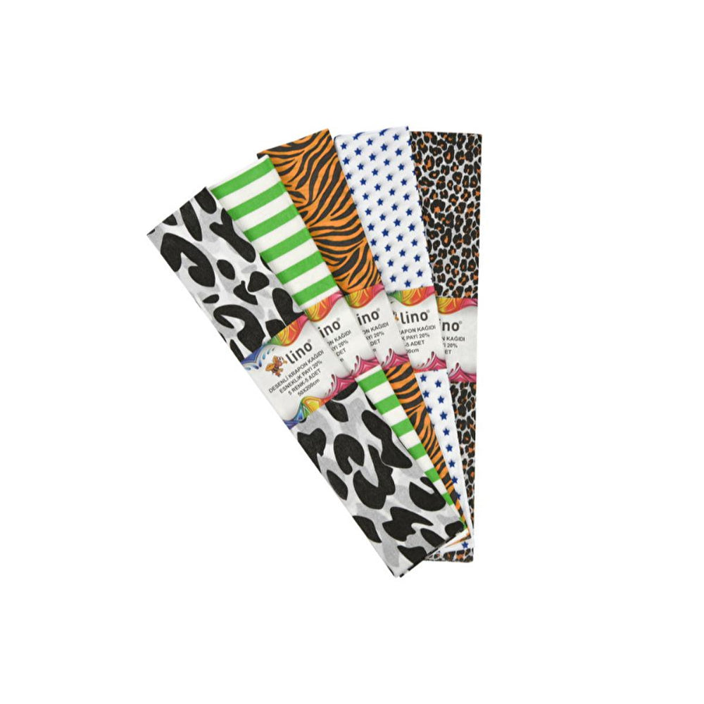 Lino Craft Paper - 5 Patterns, 5 Sheets, 19.69 x 78.74 inches - High Elasticity for Art Projects