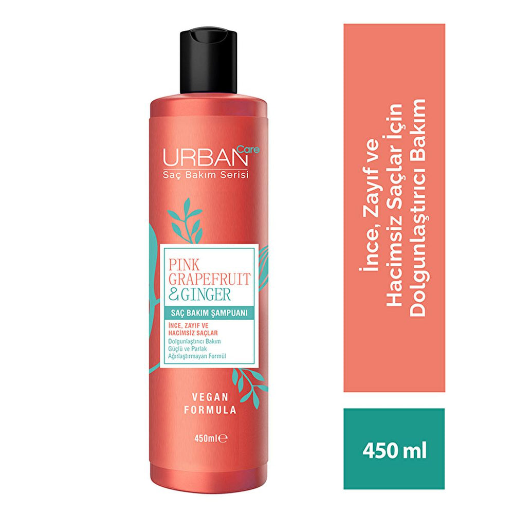 Urban Care Pink Grapefruit & Ginger Volumizing Shampoo: Thicken Fine Hair, Vegan Formula, Hair Repair - 15.22 fl oz Urban Care Volumizing Shampoo: Thicken Hair & Vegan Formula volumizing shampoo, hair thickening shampoo, vegan shampoo, pink grapefruit shampoo, ginger shampoo, shampoo for fine hair, shampoo for thin hair, herbal keratin shampoo, hair repair shampoo, cruelty free shampoo, volumizing hair care, shampoo for volume, thickening shampoo, vegan hair care, pink grapefruit hair, ginger hair care, fin