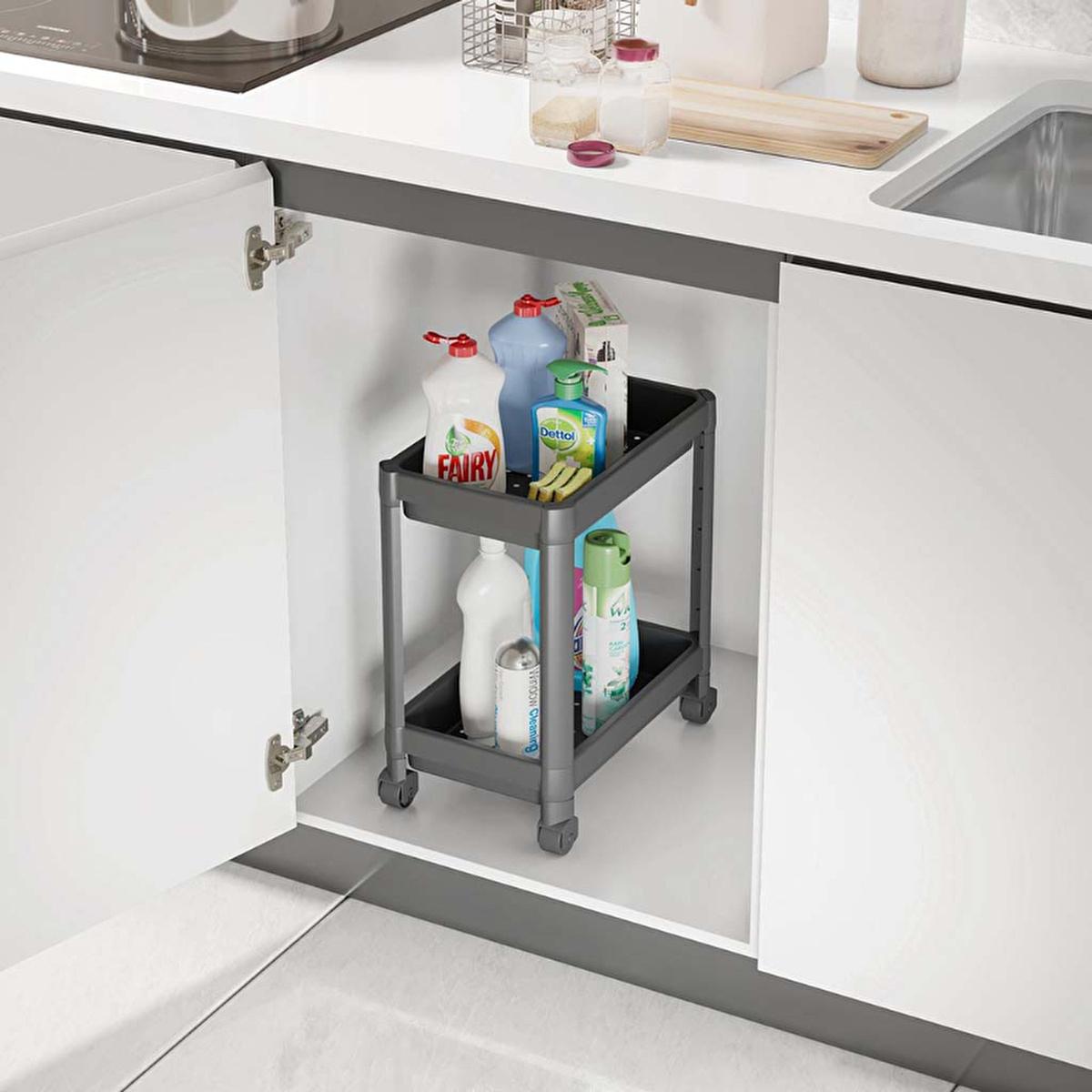 Decobella 2-Tier Wheeled Storage Cart - Kitchen & Bathroom Organizer, Durable Plastic, Easy Assembly Decobella 2-Tier Storage Cart - Kitchen & Bathroom Organizer storage cart, kitchen organizer, bathroom storage, wheeled shelf, plastic storage unit, home organization, storage solutions, kitchen storage, bathroom organizer, durable plastic, easy assembly, compact storage