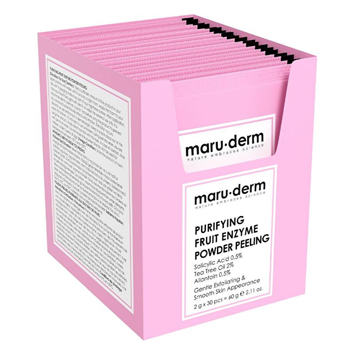 maruderm exfoliating powder peel packaging, close-up of maruderm powder peel application, maruderm treatment before and after, ingredients of maruderm exfoliating powder peel Maruderm Exfoliating Powder Peel - Gentle Exfoliation with Salicylic Acid and Tea Tree Oil | For Acne-Prone Skin | 2 g x 30 Packs Maruderm Exfoliating Powder Peel | 60 Treatment Packs maruderm, exfoliating-peel, skin-care, acne-treatment, gentle-exfoliation, tea-tree-oil, salicylic-acid, skincare-enthusiasts, teenagers-skin-care, ai-ge