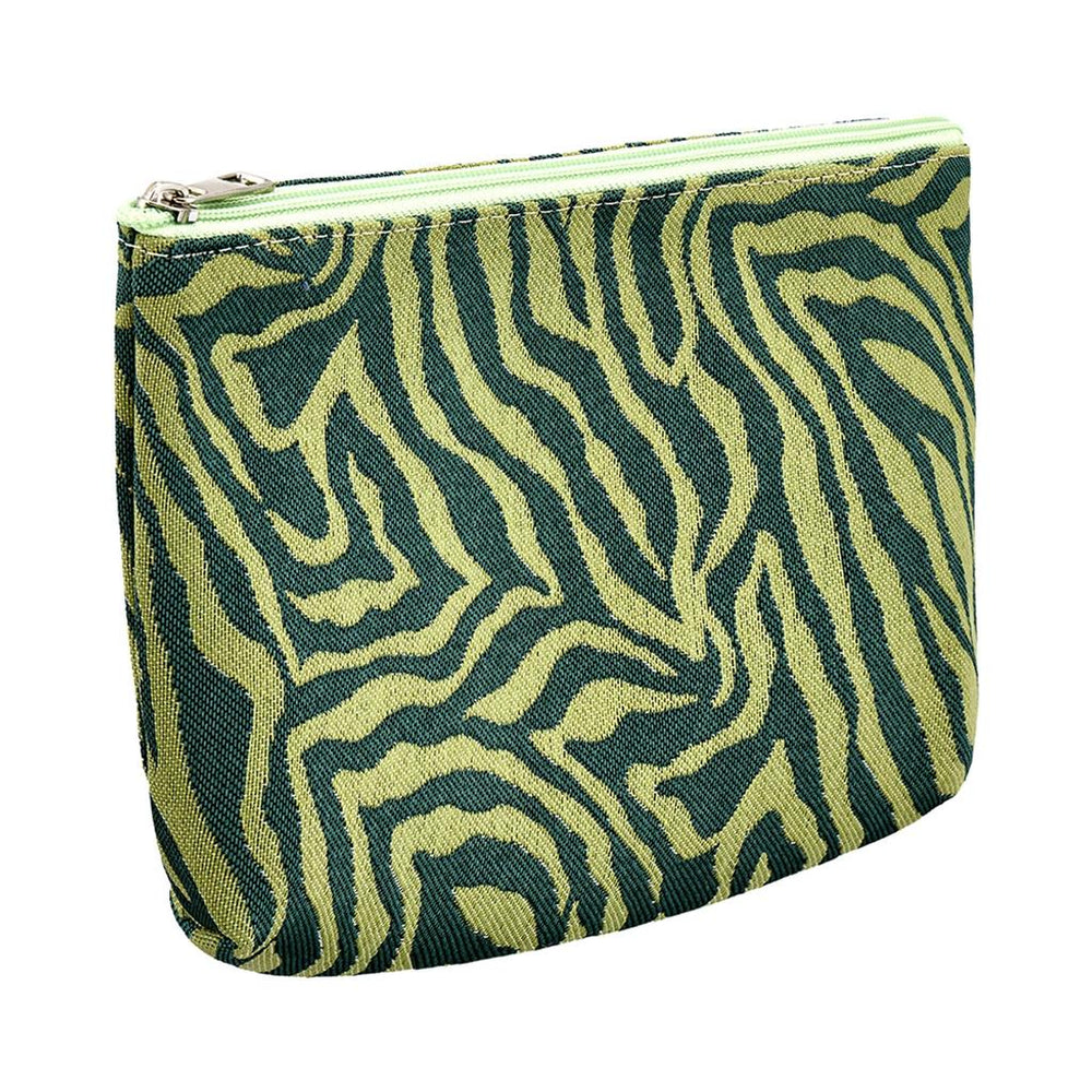 Eklips Khaki Zebra Pattern Makeup Bag with Secure Zipper